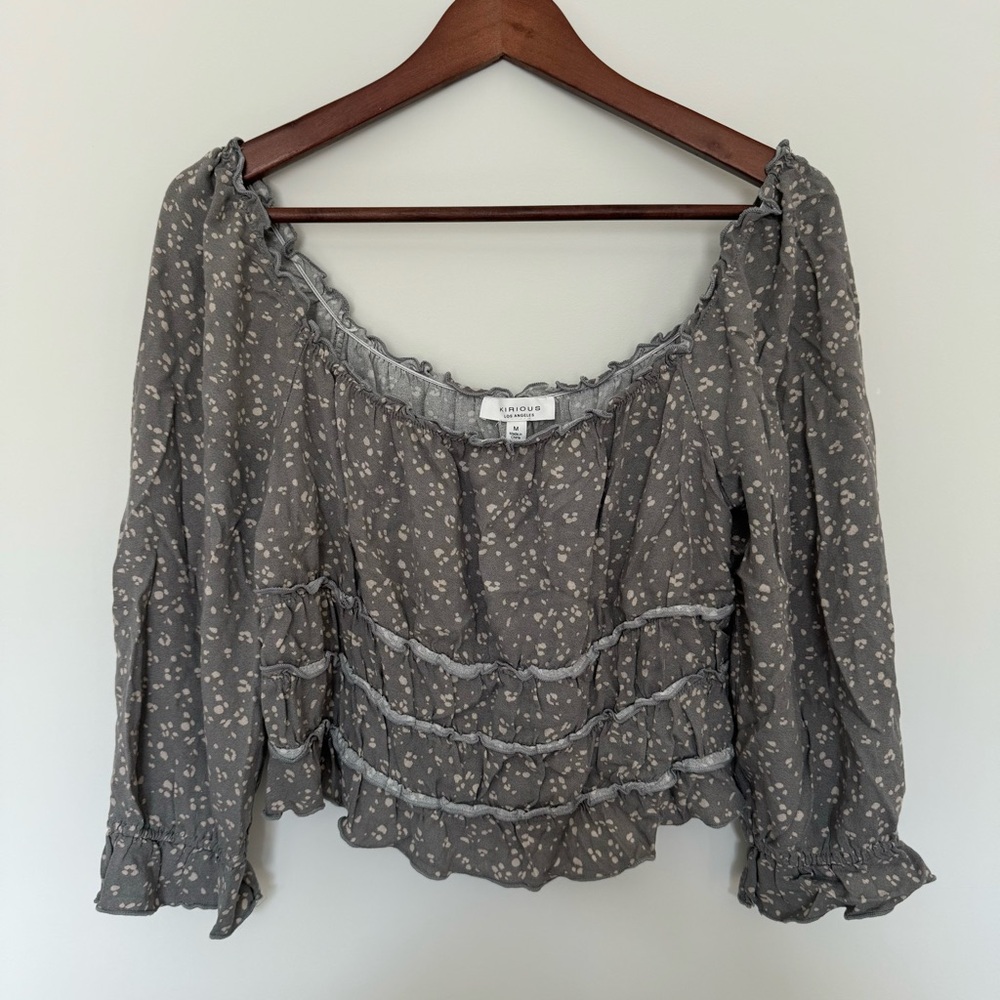 Kirious Gray Ruffle Top